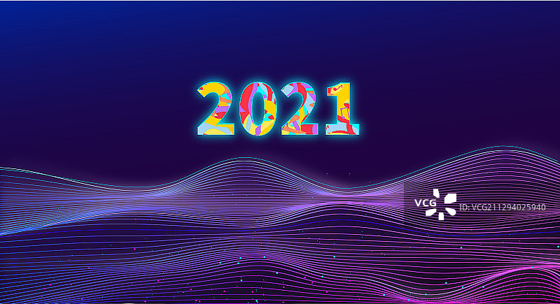2021科技感的曲面弧形渐变色的插画背景图片素材