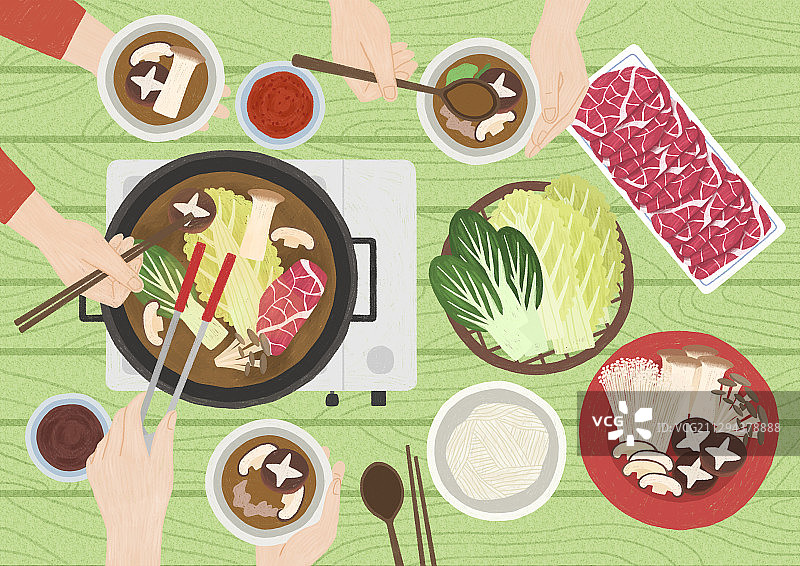 美味的亚洲美食在平面设计俯视图插图007图片素材