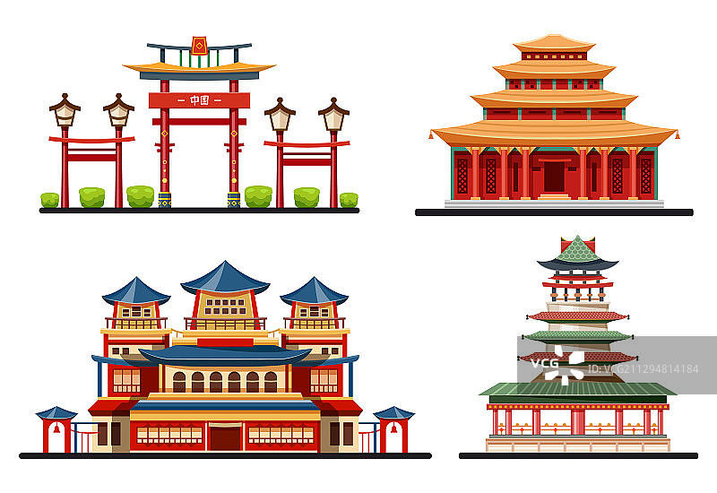 设置中国建筑或亚洲建筑图片素材