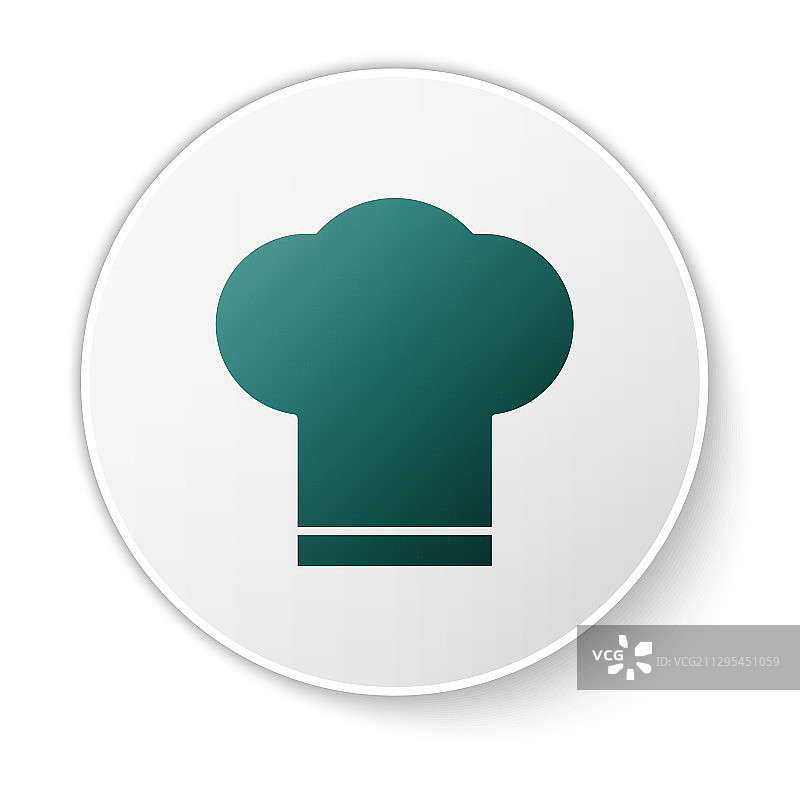 绿色厨师帽图标孤立在白色背景图片素材