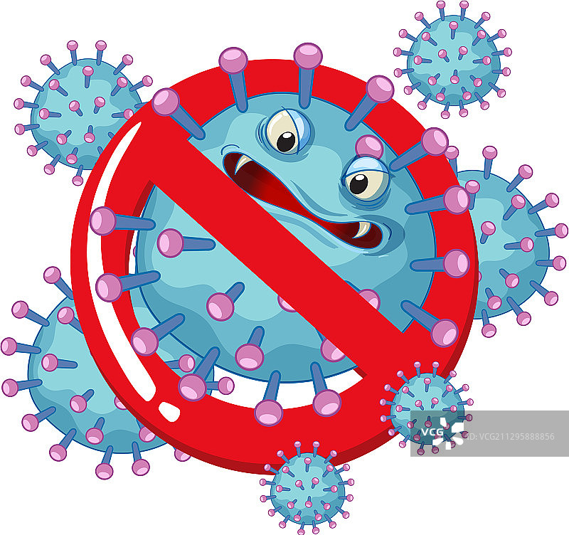 冠状病毒海报设计与病毒细胞和图片素材