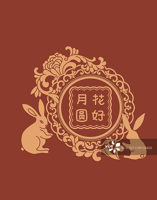 中国风中秋节日装饰兔子元素图案图片素材