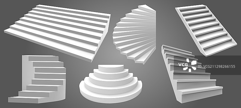 建筑白色逼真楼梯3d简单图片素材