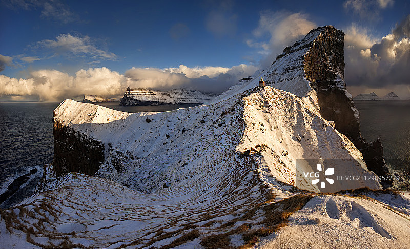 风景雪山对天空，Fuglafjrur，法罗群岛图片素材