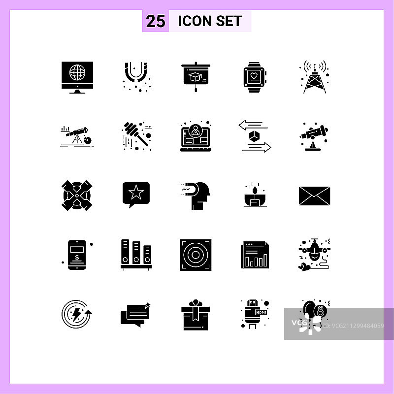 设置25个现代UI图标符号标志图片素材