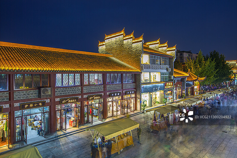 襄阳古城仿古街步行街商业街夜景风光图片素材
