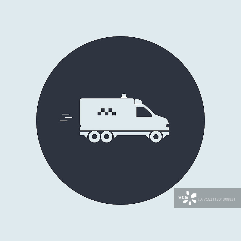 出租车小货车图标简单符号在扁圆图片素材