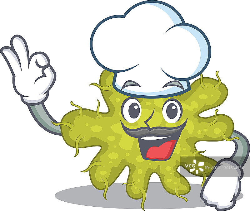 细菌厨师卡通设计风格穿着白色图片素材