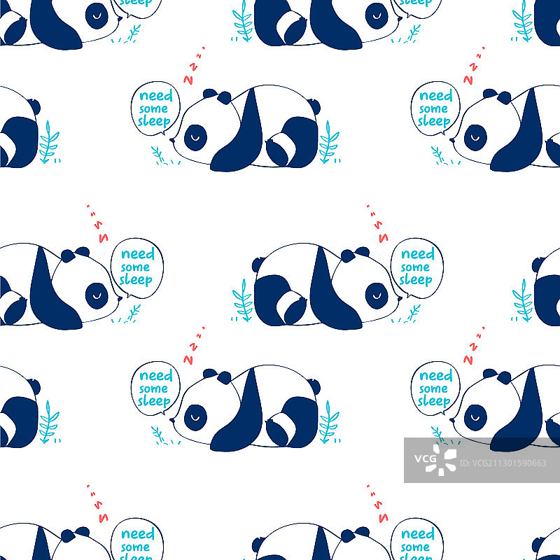 可爱的熊猫无缝图案印花设计图片素材
