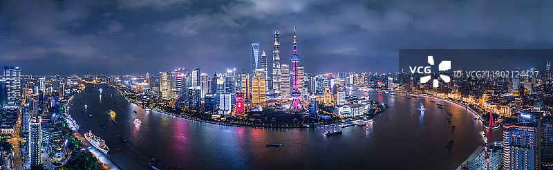 上海陆家嘴天际线夜景城市风光航拍图片素材