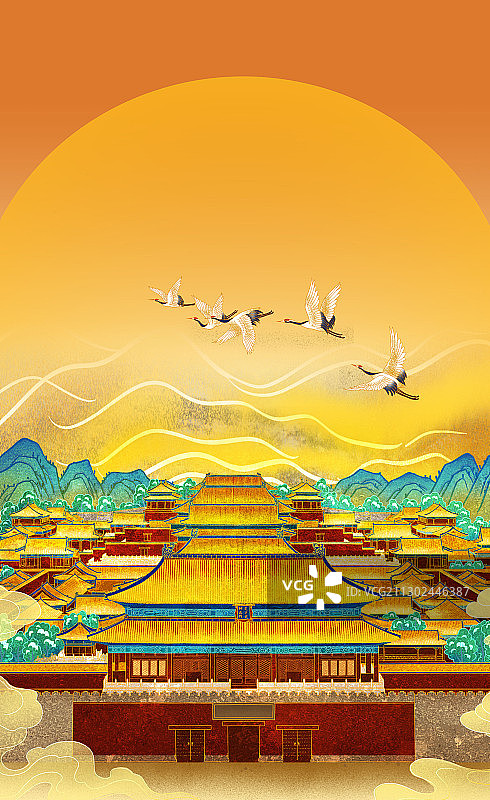 北京金色故宫背景图图片素材