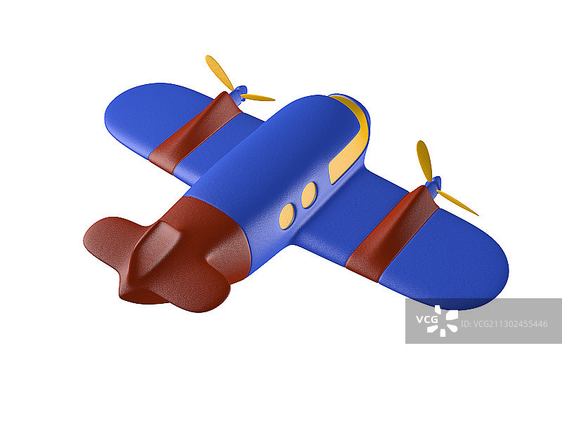 蓝色的玩具飞机三维模型图片素材