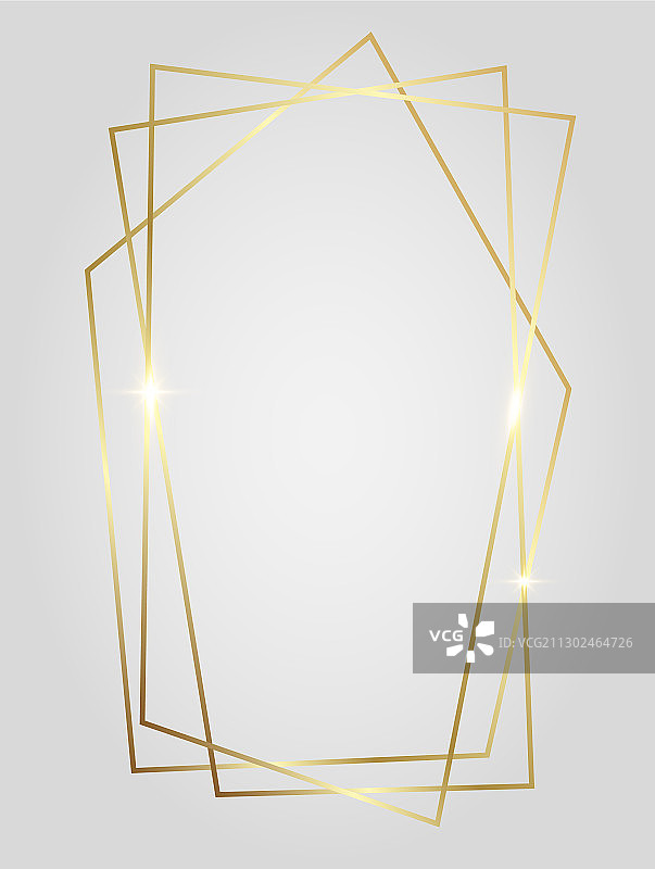 金色闪亮发光的多边形框架孤立图片素材