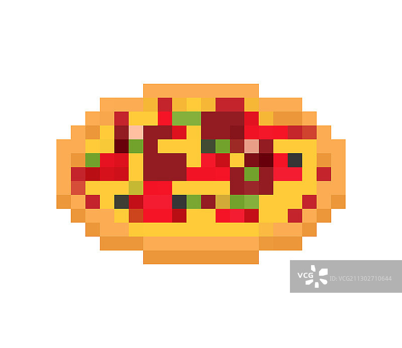 披萨像素艺术快餐8位老视频游戏图片素材