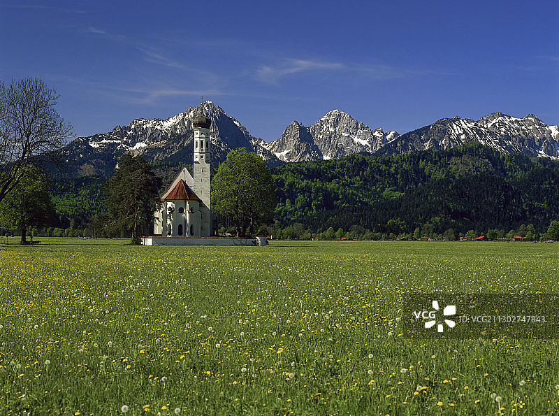 德国巴伐利亚州上巴伐利亚富森附近的圣科洛曼教堂图片素材