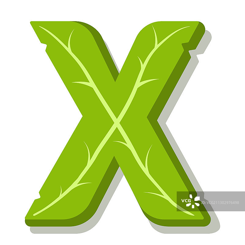 字母x绿叶夏季字母表图片素材