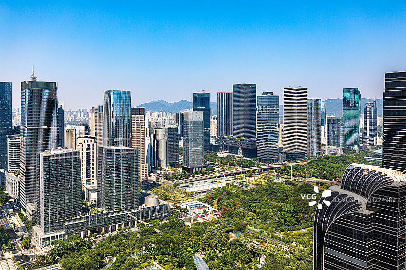 白昼深圳都市风光城市CBD天际线摩天大楼建筑经济商务金融图片素材