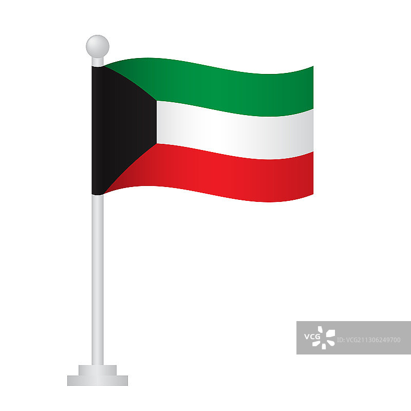 科威特国旗旗杆上的科威特国旗图片素材
