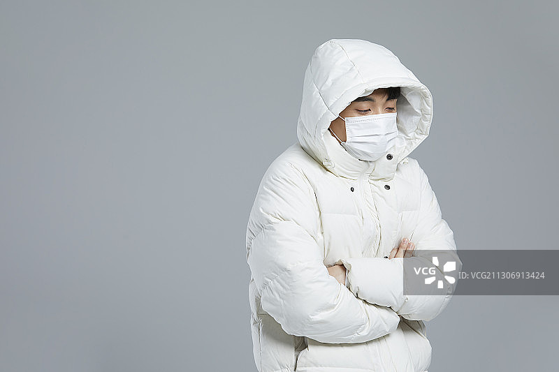寒冷，保暖，长棉袄，冬天，寒潮，棉袄，口罩图片素材