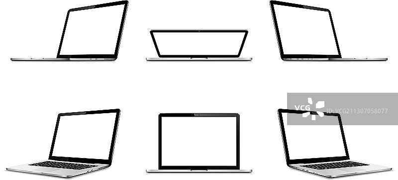 笔记本电脑与空白屏幕隔离在白色图片素材