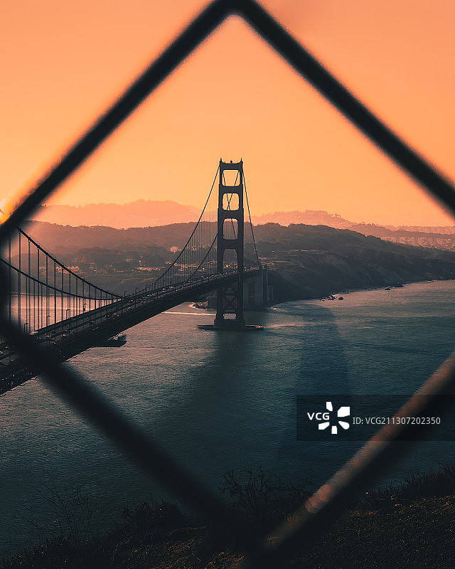 吊桥在日落时的天空，旧金山，加利福尼亚，美国，美国图片素材