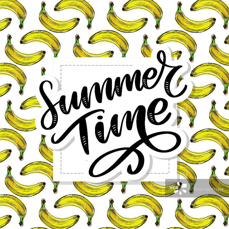 夏季时间标语RGB无缝香蕉图案图片素材
