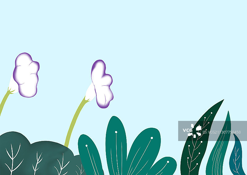 手绘植物卡通花朵叶子插画图片素材