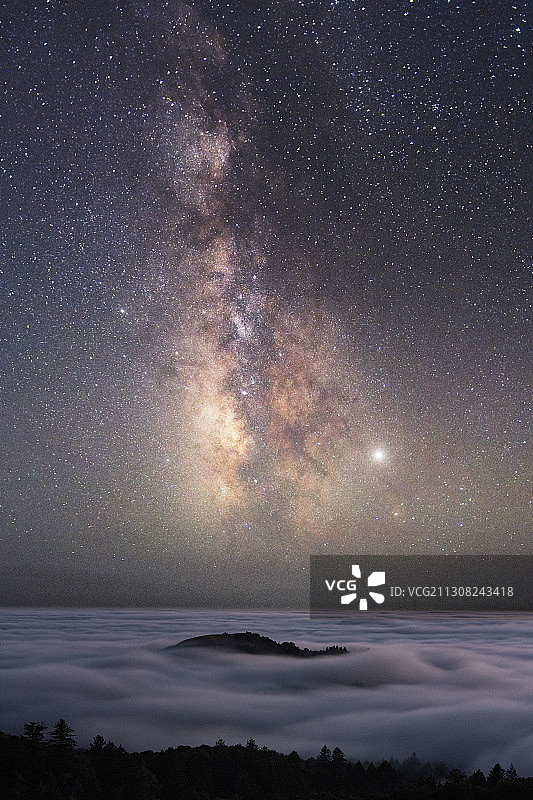 俄罗斯山脊保护区，美国，美国，夜空下的星空风景图片素材