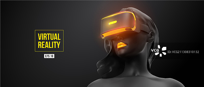 虚拟现实头盔女性佩戴虚拟现实图片素材