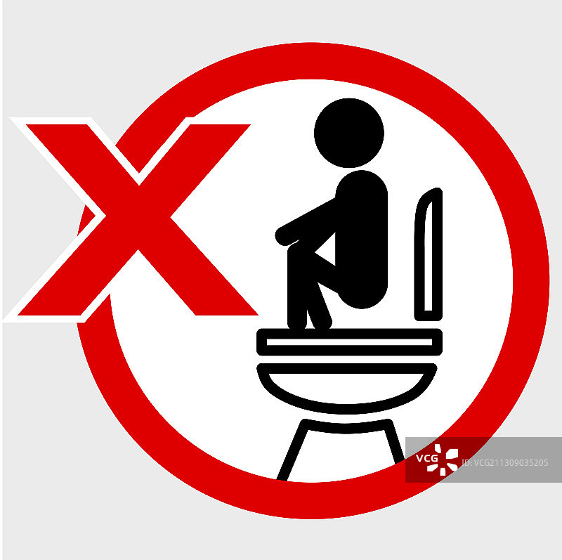 厕所里简单的图标风格的禁止标志图片素材