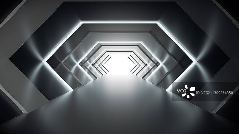 3D抽象现代科技空间隧道背景图片素材