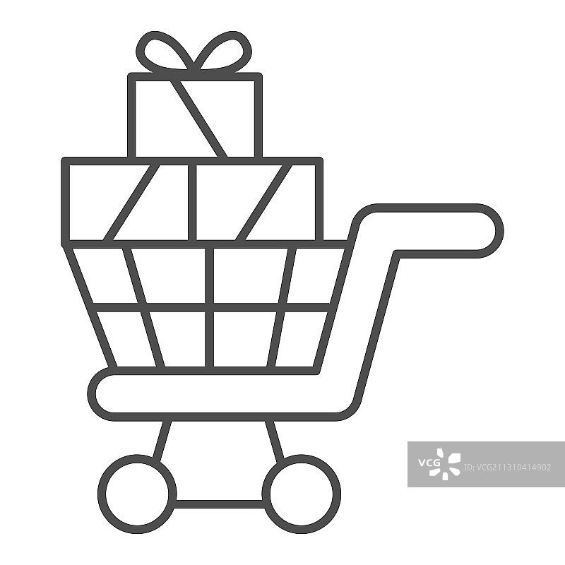 购物车与礼品盒细线图标图片素材