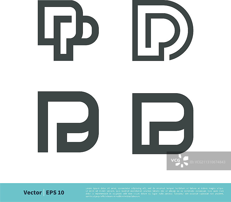 D p字母设置图标标志模板设计eps 10图片素材