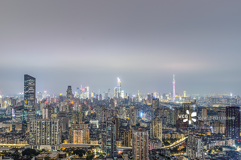 广东省广州市城市建筑风光城市夜景图片素材
