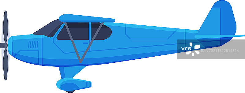 带螺旋桨飞行的复古蓝色飞机图片素材