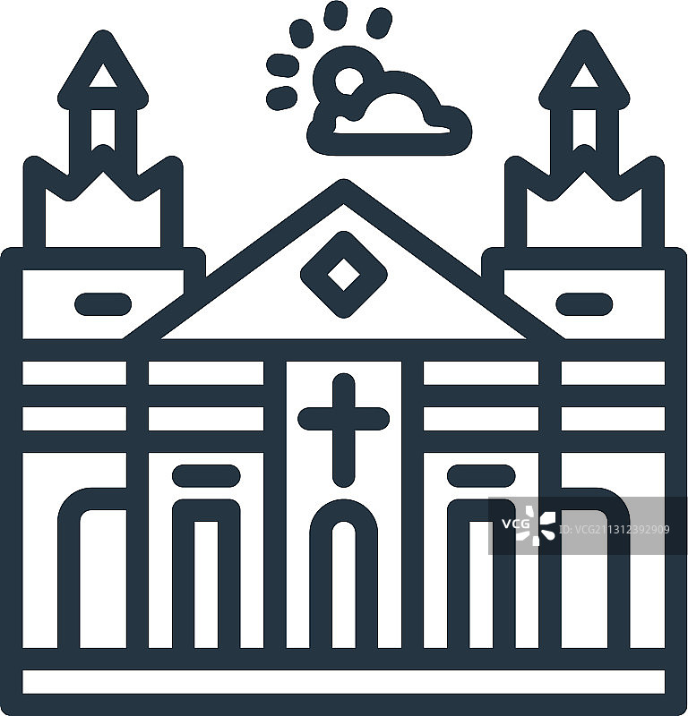 大教堂图标孤立在白色背景图片素材