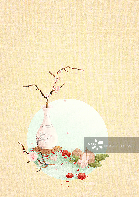 腊八食材红枣大蒜枸杞红豆插画图片素材