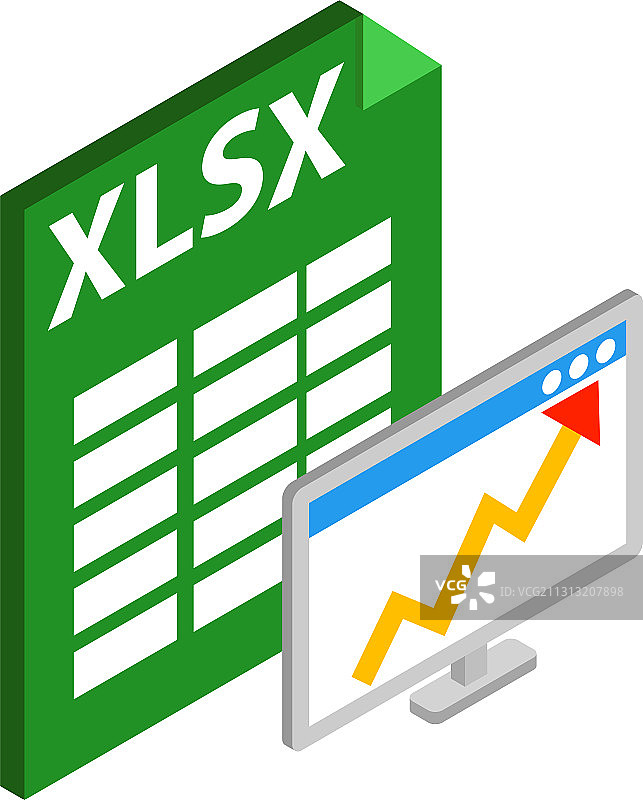 XLSX文件图标等距样式图片素材