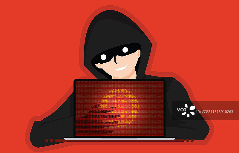 黑客强盗从电子银行系统偷钱图片素材