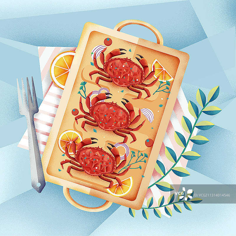 螃蟹美食插画图片素材