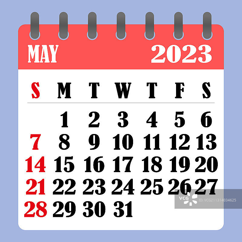 信日历为2023年5月一周开始图片素材
