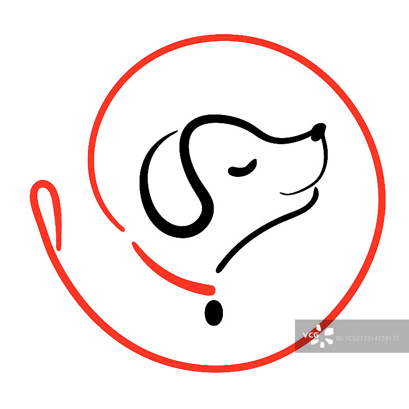 遛狗服务标志以线的形式围绕图片素材