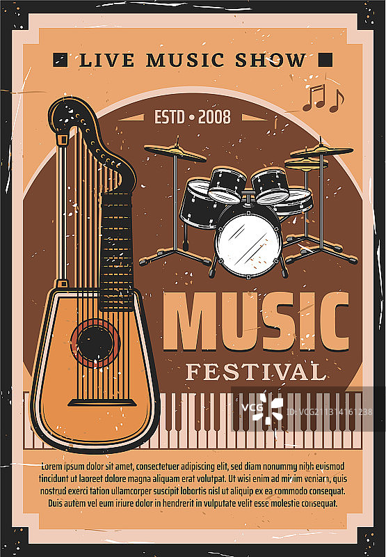 带有乐器的音乐节海报图片素材
