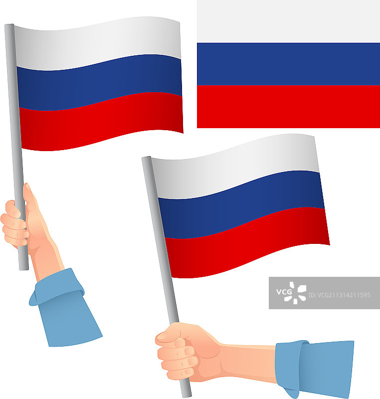手握俄罗斯国旗图片素材