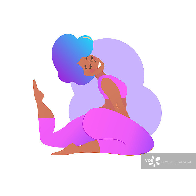 身材丰满的黑色女士在上瑜伽课图片素材