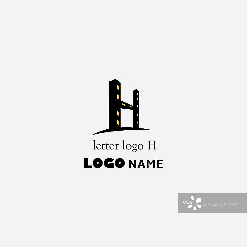 字母h是一个简单的标识夜景建筑设计图片素材