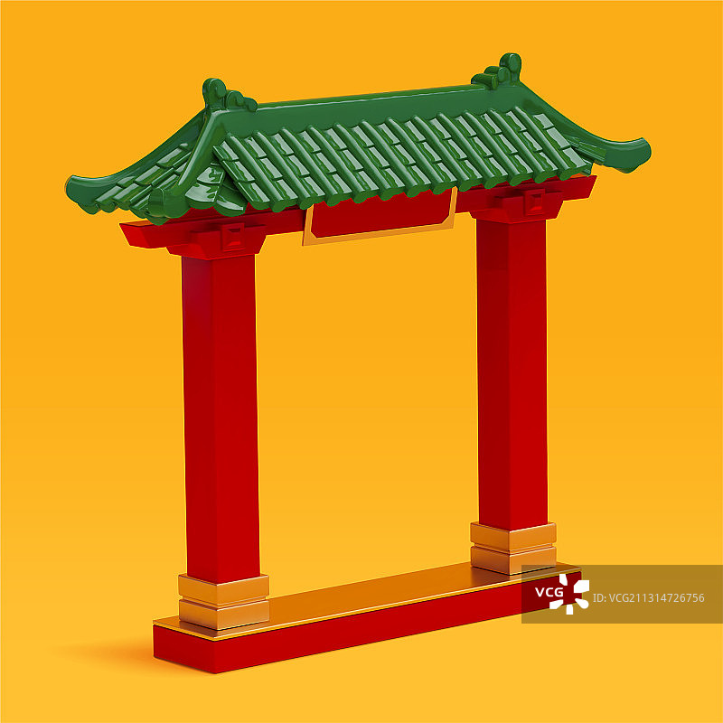 中式古典牌楼建筑三维素材图片素材