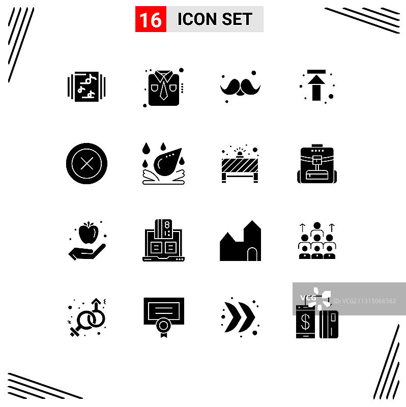 为UI分组16个实心符号和符号图片素材