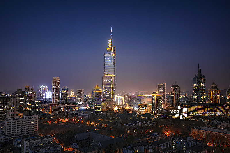 南京紫峰大厦夜景风光图片素材