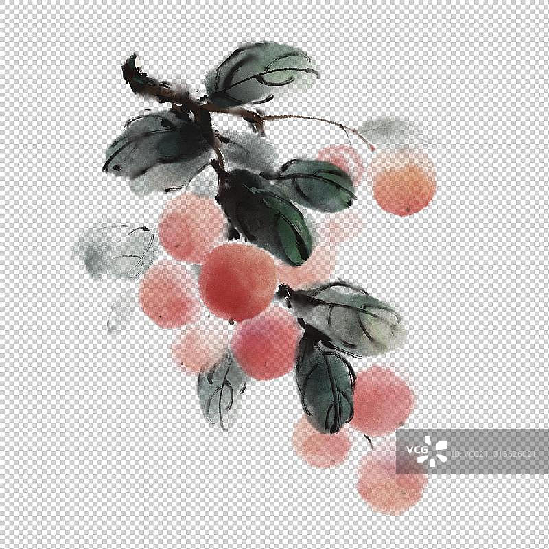 中国风古风水墨写意水果插画 ——樱桃图片素材